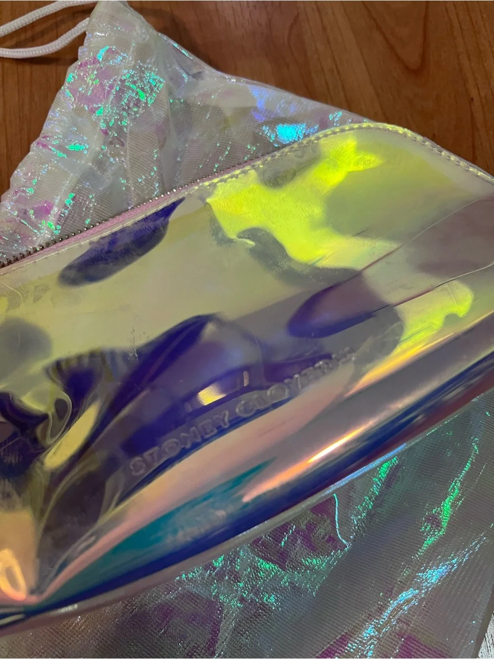 Stoney Clover Lane Iridescent Holographic Cosmetic Bag with 'M' Patch